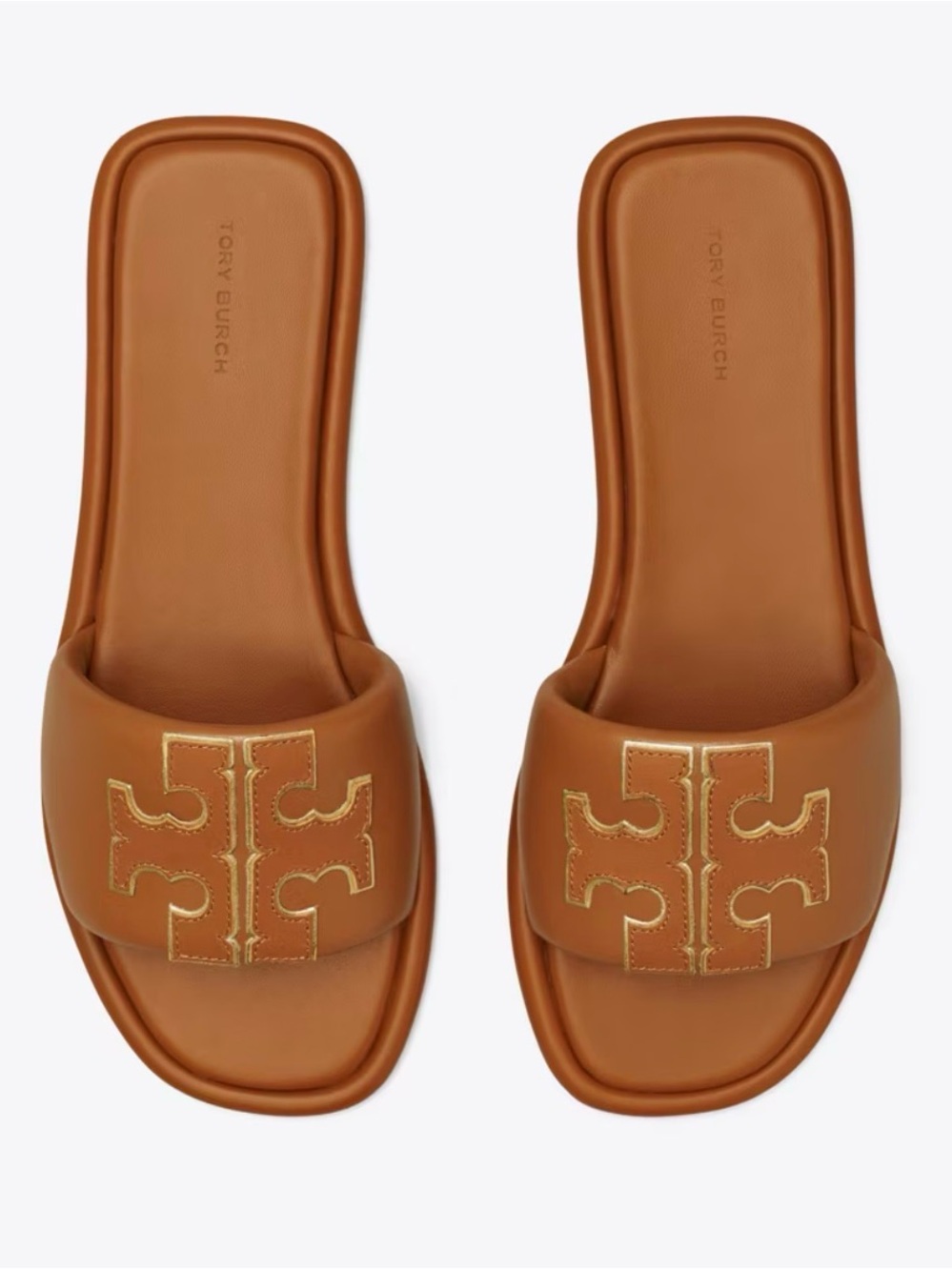 Tory Burch Double T Sport Slides Bourbon Miele / Gold Size 9.5 Clean Girl